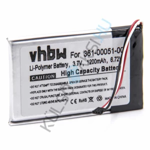 VHBW GPS csere akkumulátor Garmin 361-00051-01, 361-00051-12, 361-00051-02, 361-00051-00 - 1200 mAh, 3,7 V