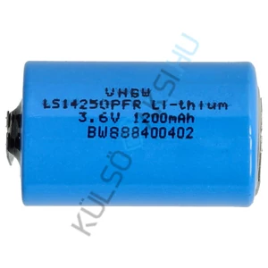 VHBW LS14250 elemcsere 1/2 AA LS14250PFR-hez - 1200 mAh 3,6 V Li-SOCl2, forrasztási csatlakozásokkal