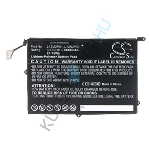 VHBW táblagép csere akkumulátor Lenovo 1ICP4/83/102-2, 1ICP4/83/103-2, 121500184 - 6600 mAh 3,75 V Li-polimerhez