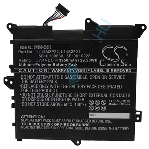 VHBW Notebook Battery Replacement for Lenovo 5B10H09630, 5B10H11758, 5B10H09632 - 3950 mAh 7.4 V Li-polymer