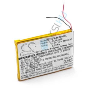 VHBW GPS Battery Replacement for Teasi PL784262 - 2500mAh, 3.7V