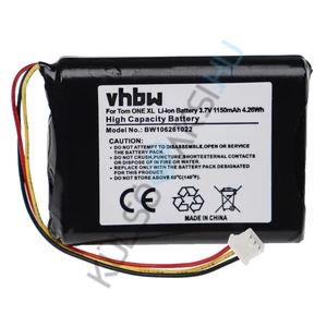 VHBW GPS csere akkumulátor Maxwell IPC653443-hoz - 1150mAh, 3,7V