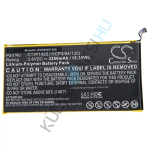 VHBW táblagép csere akkumulátor Asus 0B200-01510100, C11P1425 (1ICP3/64/120) - 3250 mAh 3,8 V Li-polimerhez