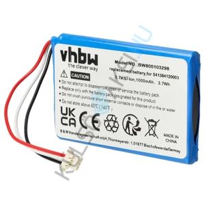 VHBW GPS csere akkumulátor Navigon 5411384120002, 541384120003, GTC3601101PO39120 - 1000 mAh, 3,7 V