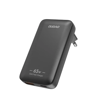 Dudao GaN A65Q 65W USB-A / USB-C PD Ultra-vékony utazó fali töltő EU / US - Fekete