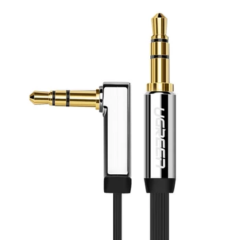 Ugreen AUX 3.5mm mini jack lapos derékszögű kábel 2m - Ezüst (10599)