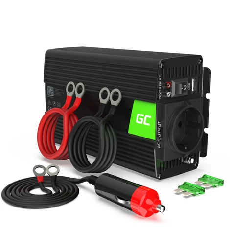 Green Cell Autós áram átalakító 12V-ról 230V-ra 300W, tiszta szinuszhullám