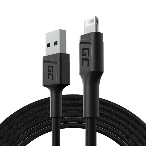 Green Cell GC PowerStream USB-A - Lightning 200cm rýchle nabíjanie Apple 2.4A Dátový a nabíjací kábel