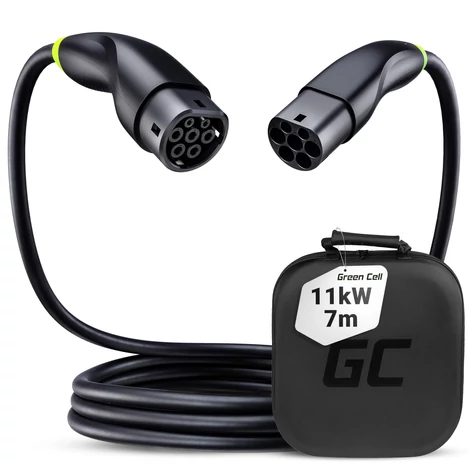 Green Cell Snap Type 2 EV nabíjací kábel 11 kW 7 m Tesla Model 3 S X Y, VW ID.3, ID.4, Kia EV6, Hyundai IONIQ 5, Ford Mach-E
