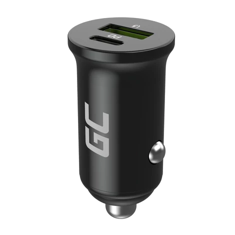 Green Cell PowerRide Nano 38 USB-C autós töltő 38 W USB-C USB-A, PD 3.0 gyorstöltés, 12 V és 24 V aljzatokhoz