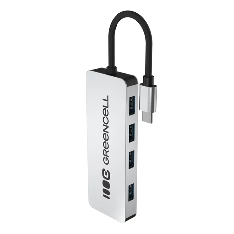 Green Cell Adaptér Basic HUB USB-C 4v1 (4×USB-A 3.0) – rýchly prenos až do 5 Gb/s, hliníkové puzdro