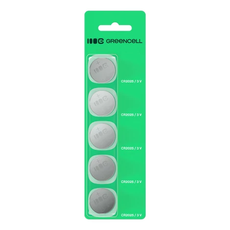 5x lítiová batéria CR2025 CR 2025 3V 160mAh Greencell gombíková batéria Blister
