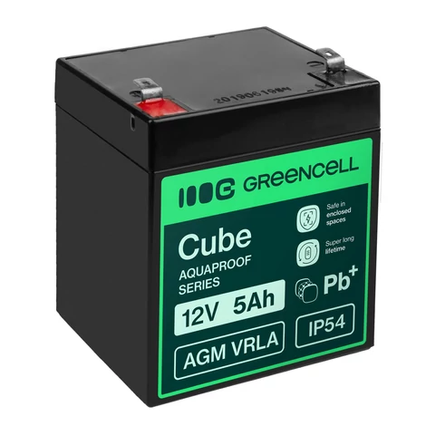 Bezúdržbová batéria Greencell AGM VRLA 12V 5Ah pre registračné pokladnice, hračky, fotoaparáty (91x70x102mm)