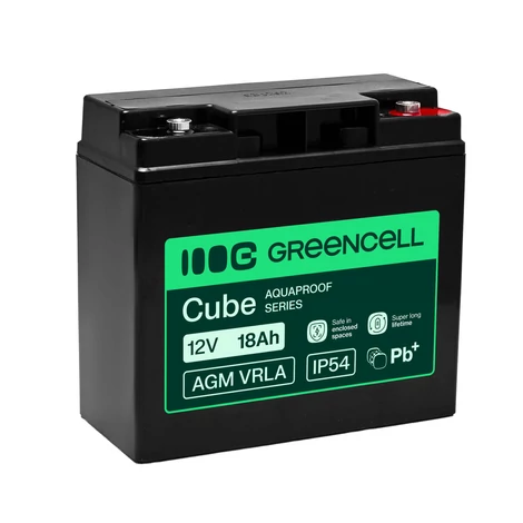 Bezúdržbová batéria Greencell AGM VRLA 12V 18Ah pre registračné pokladnice, hračky, kamery (181x77x167mm)