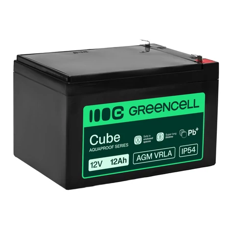 Bezúdržbová batéria Greencell AGM VRLA 12V 12Ah pre registračné pokladnice, hračky, fotoaparáty (151x98.5x95mm)