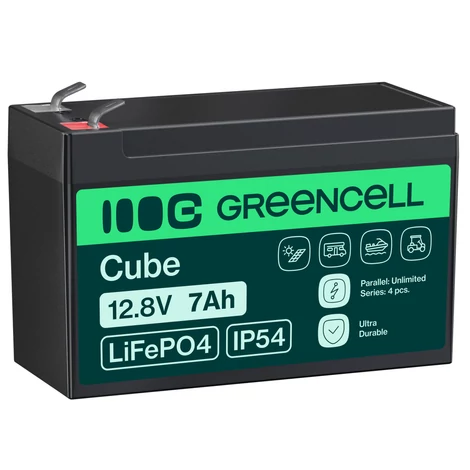 Green Cell CUBE LiFePO4 7Ah 12,8V 89,6Wh lítium-železofosfátová batéria pre UPS, monitorovanie