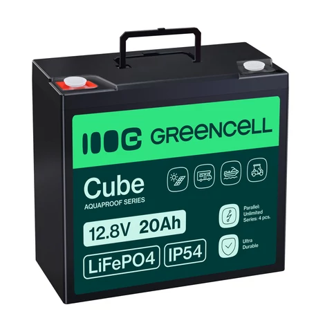 Green Cell CUBE akkumulátor/akku LiFePO4 20Ah 12.8V 256Wh Lítium-vasfoszfát, fotovoltaikus, napelemes rendszerhez