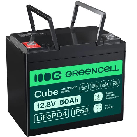 Green Cell CUBE LiFePO4 50Ah 12,8V 640Wh lítium-železofosfátová batéria pre UPS, Karavan, Golfový vozík, Veterná elektráreň, Foodtruck