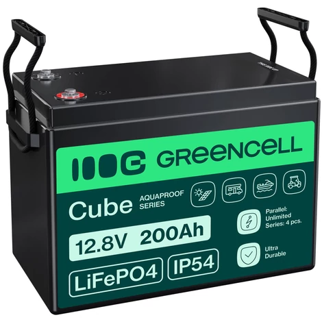 Green Cell CUBE LiFePO4 200Ah 12,8V lítium-železofosfátová batéria pre RV, solárny, off-grid systém, loď