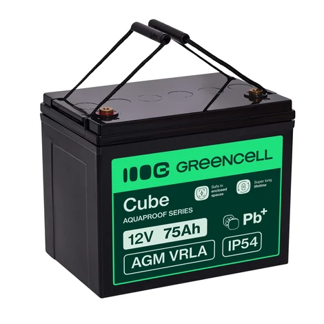 Green Cell CUBE AGM batéria IP54 12V 75Ah VRLA Gel hlboký cyklus, skúter, kosačka, loď, traktor