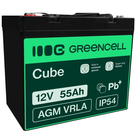 Green Cell AGM olovená batéria 12V 55Ah (bezúdržbová, pre člny a gumené člny)