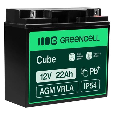 Green Cell AGM VRLA 12V 22Ah karbantartásmentes akkumulátor hajókhoz, robogókhoz, játékokhoz, kerekes székekhez