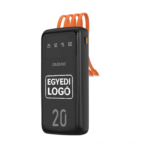 S VLASTNÝM LOGOM Dudao vysokovýkonná powerbanka s 3 vstavanými káblami 20000mAh USB Type C + micro USB + Lightning (Dudao K6Pro +)