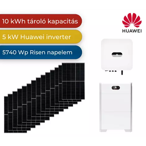 Napenergia Plusz Program - Smart Pro Plus szigetüzemű rendszer teljeskörű kivitelezés- 5kW Huawei, 10Kwh Huawei LUNA, 5740 Wp Risen