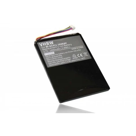 VHBW GPS Battery Replacement for Navigon BI-GC411-1K6KAY - 1600mAh, 3.7V