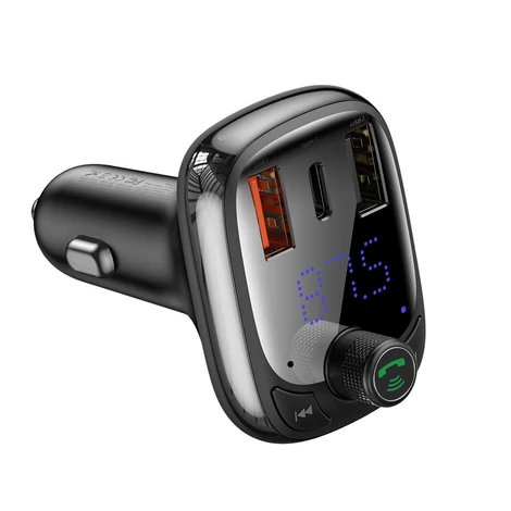 Baseus Bluetooth 5.0 FM Transmitter Car Charger Quick Charge 4.0 Power Delivery USB Typ C / microSD 5A black (CCTM-B01)