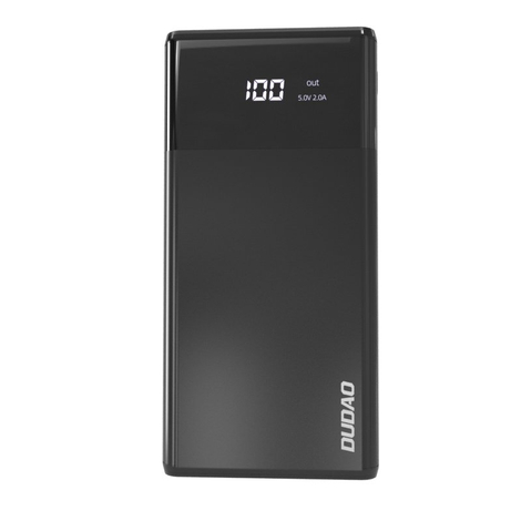 Dudao 2x USB power bank 10000mAh 2A LED kijelzővel, fekete (K8 black)