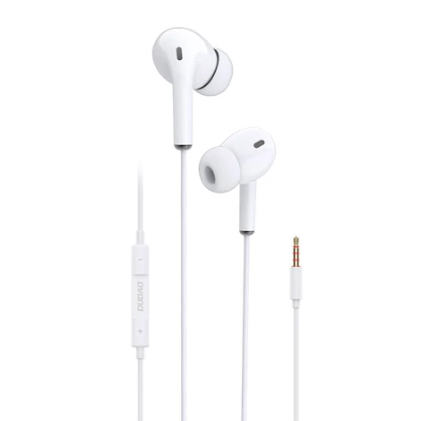 Dudao 3,5 mm-es mini jack csatlakozóval rendelkező fülhallgató távirányítóval, fehér (X14 white)