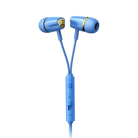 Joyroom fülhallgató 3,5 mm-es mini jack csatlakozóval, távirányítóval és mikrofonnal, kék (JR-EL114)