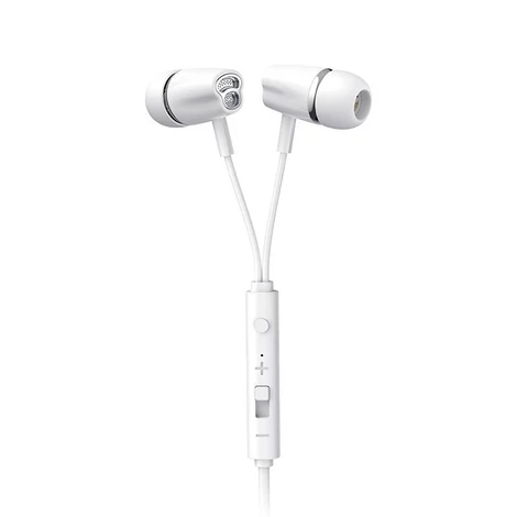 Joyroom fülhallgató 3,5 mm-es mini jack csatlakozóval, távirányítóval és mikrofonnal, fehér (JR-EL114)