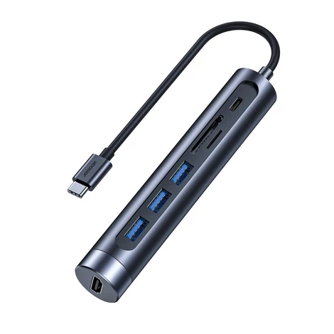 Multifunkčný rozbočovač USB 7v1 typu C / 3x USB 3.0 / HDMI 4K 30Hz / čítačka kariet SD a Micro SD, 100 W, 15 cm, sivý (S-H112)