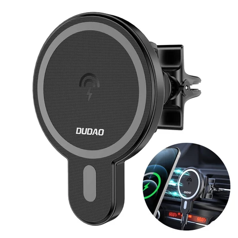 Magnetická nabíjačka do auta Dudao, indukčná nabíjačka Qi, 15 W (kompatibilná s MagSafe), čierna (F13)