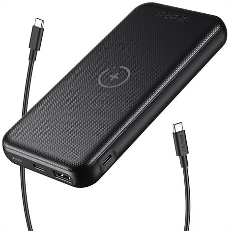 Choetech power bank 10000mAh, 18W, Quick Charge, Power Delivery, USB / USB Type C,vezeték nélküli Qi töltő, 10W, fekete (B650)