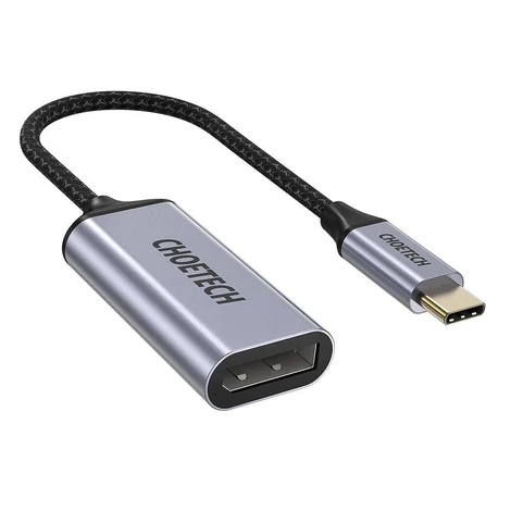 Choetech jednosmerný káblový adaptér USB Type-C na DisplayPort 4K 60Hz, 20 cm, sivý (HUB-H11)