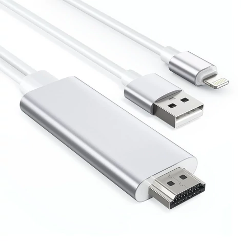 Choetech USB video kábel, Lightning-HDMI adaptér pre TV monitor, 1,8 m, biely (LH0020)