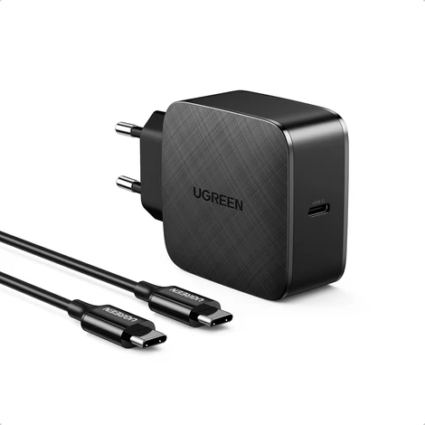 Sieťová nabíjačka UGREEN CD217, 65 W, USB-C (čierna) + kábel USB-C na USB-C, 2 m (čierny)