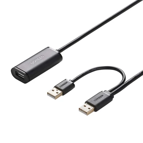 UGREEN US137, 2x USB 2.0 hosszabbító kábel, aktív, 5 m (fekete)