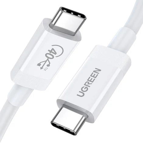 Kábel USB-C-USB-C UGREEN USB4, 40 Gb/s, 0,8 m (biely)