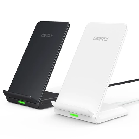 Choetech szett 2 x Qi vezeték nélküli töltőállvány, 10 W, fekete-fehér állvány (T524-S)