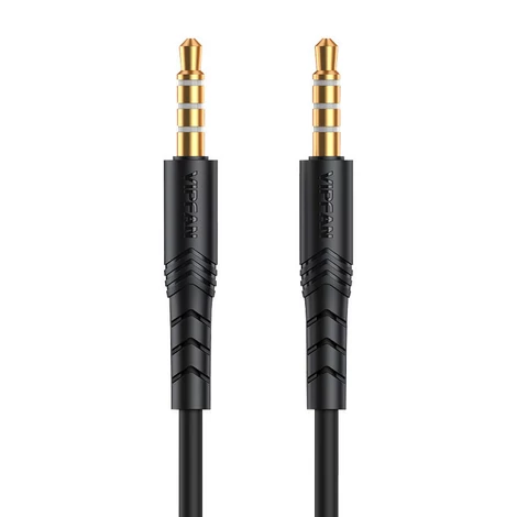 Vipfan L04 Mini jack 3,5 mm AUX kábel 1 m, pozlátený (čierny)