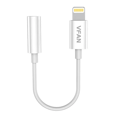 Vipfan L07 Kábel Lightning 3,5 mm mini jack na 3,5 mm AUX, 10 cm (biely)