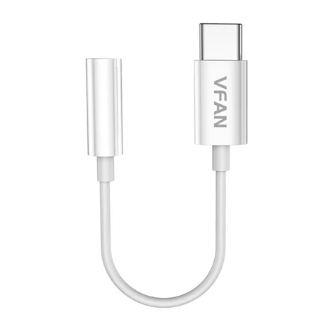 Vipfan L08 Kábel USB-C a mini jack 3,5 mm AUX, 10 cm (biely)