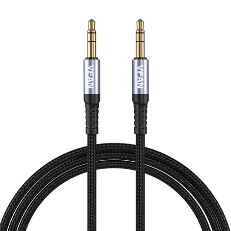 Vipfan L11 mini jack 3,5 mm AUX kábel, 1 m, pozlátený (sivý)