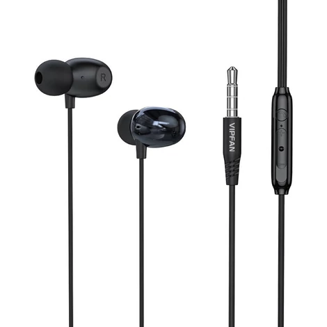 Vipfan M10 vezetékes fülhallgató, jack 3.5mm (fekete)