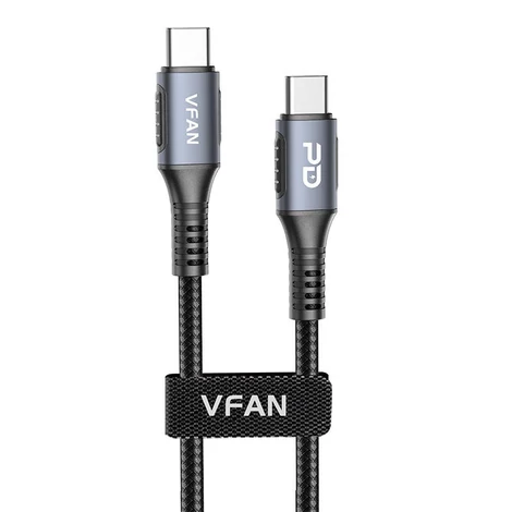 Vipfan P07 Kábel USB-C na USB-C , 60 W, PD, 1,2 m (čierny)