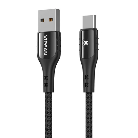 Vipfan Farebný kábel X13 USB na USB-C 3A, 1,2 m (čierny)